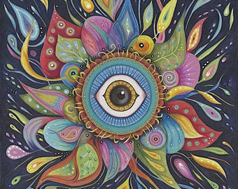 art print (Giclée) "het derde oog" kleurpotlood, spiritueel en helend, in verschillende afmetingen te bestellen
