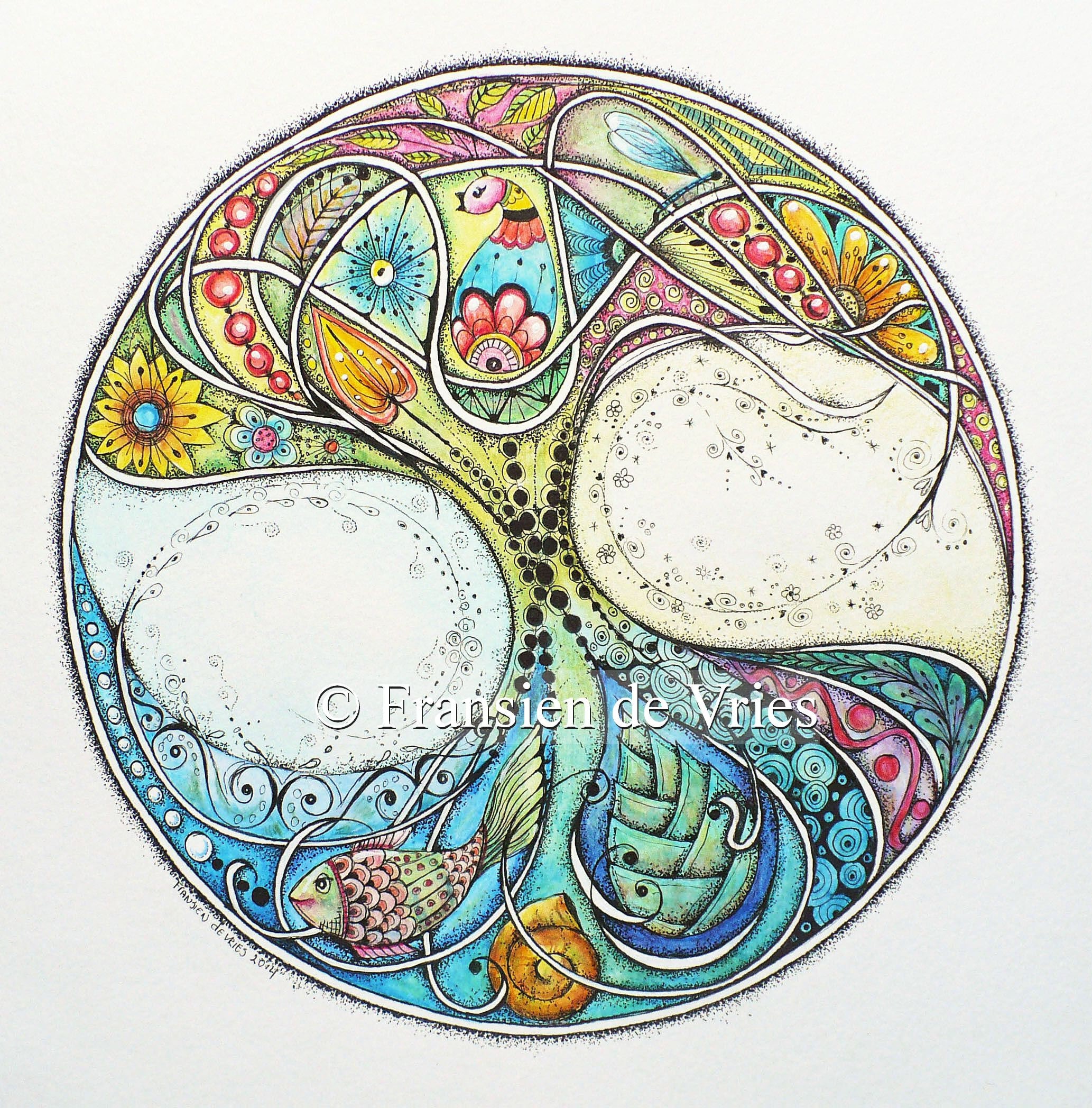 Print 20x20CM en 30x30CM: Tree of life 2/ mandala tekening/ | Etsy