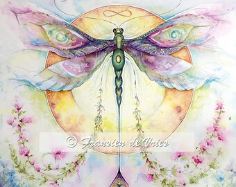 Dragonfly, spiritual art, healing art, intuitive art, 30x30CM,carries energetic love energy