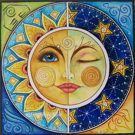 Healing Art Mandala Print Sun Moon Spiritual Art Etsy