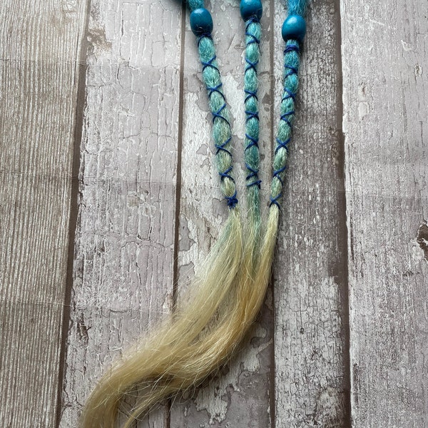 Human Hair Clip in Dreadlock Extension x1 Piece Blue Turquoise Blonde