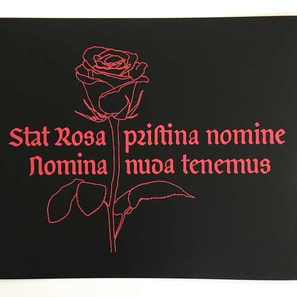 Sérigraphie "Stat rosa…" citation latin