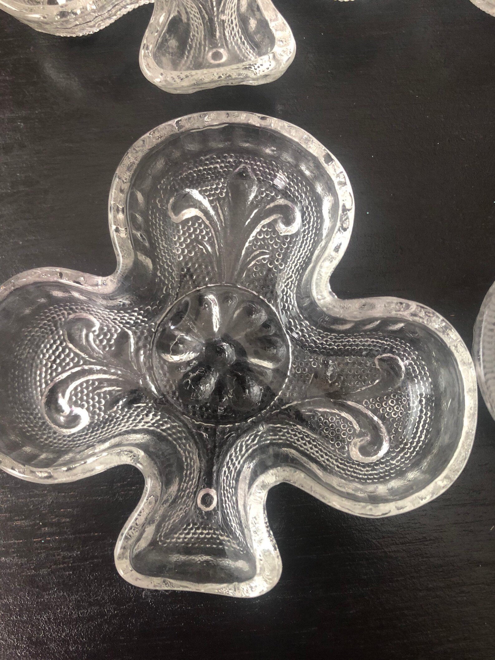 7 Vintage glass shamrock trinket holder Etsy