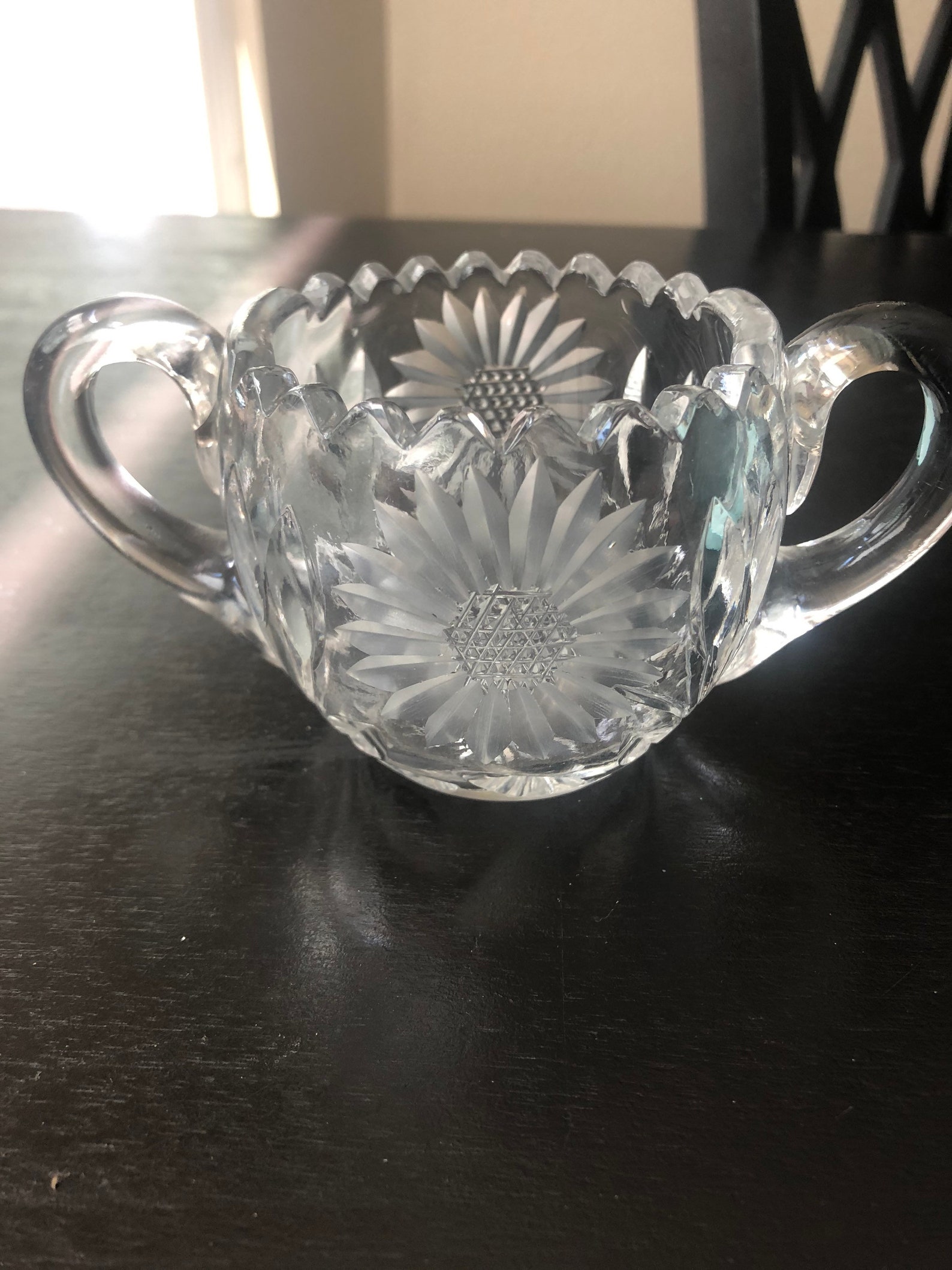 Vintage cut glass sugar bowl Etsy