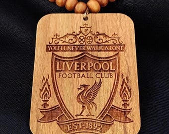 Liverpool FC Car Charm Gift | LFC Wooden Hanging Ornament for Reds Fans | Football Rearview Mirror Hanging | Liverpool Car Decor, LFC Gifts