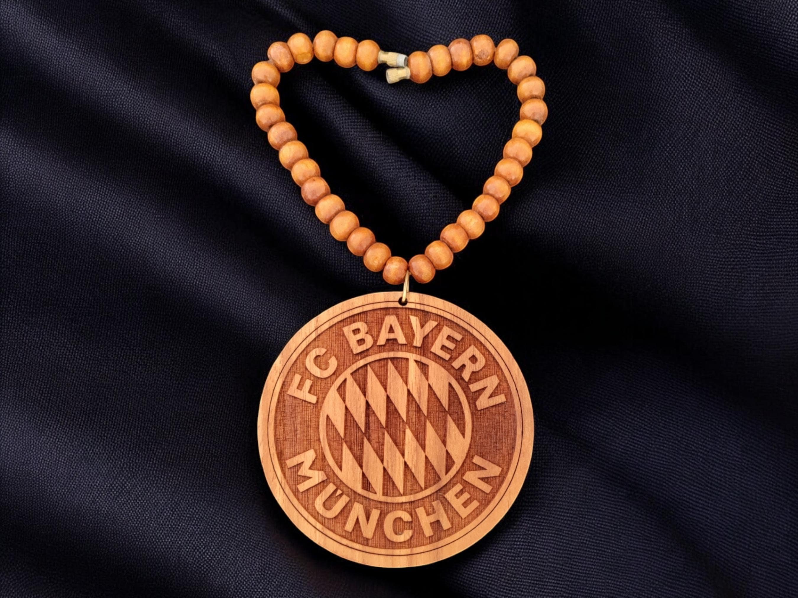 FC Bayern Munich Car Charm | Teakwood Bayern Ornament Double Sided | Football Fan Gift | Rearview Mirror Hanging | Auto Deko for Bayern Fans