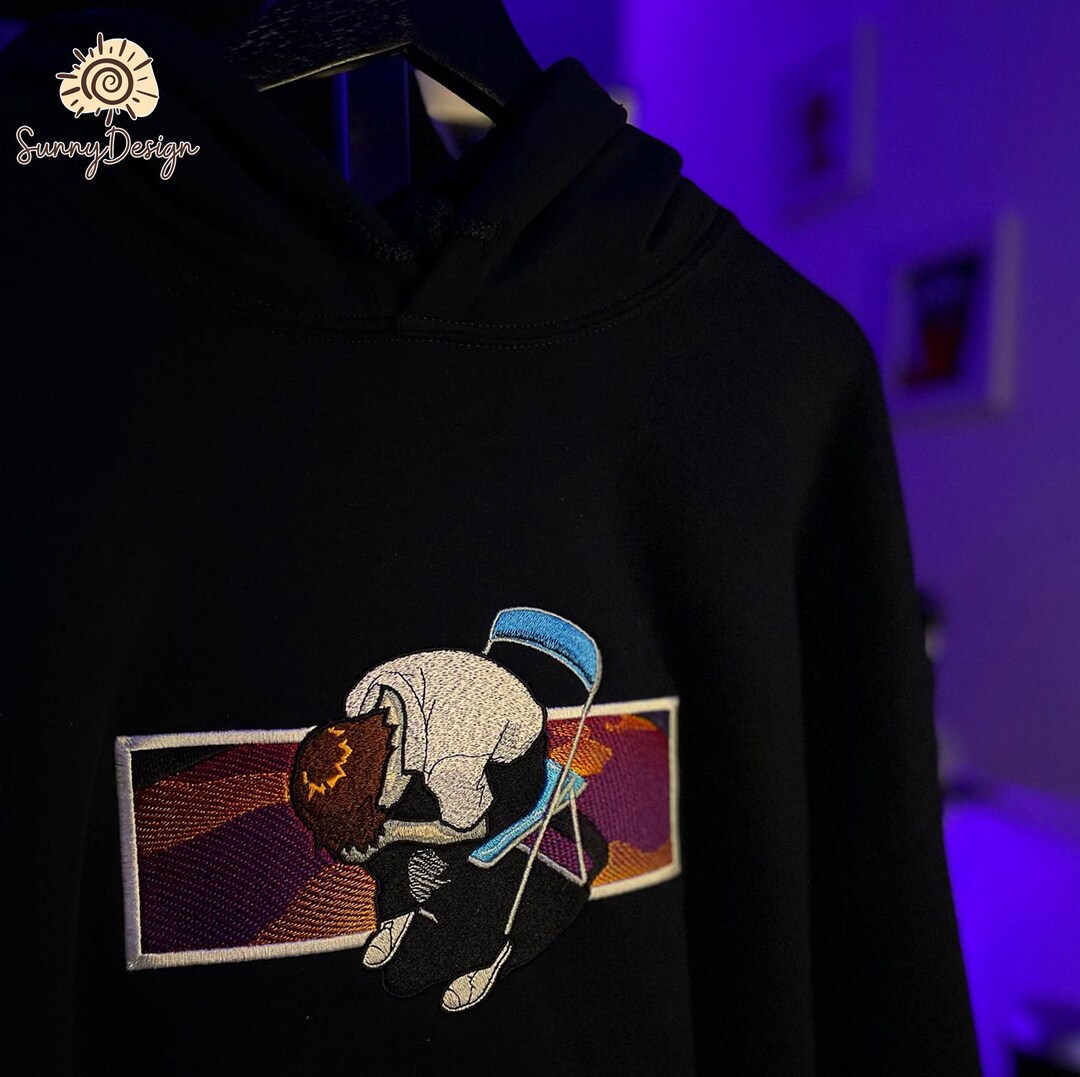 Embroidered Anime Sweatshirt, Embroidered Anime Hoodie, Embroidered