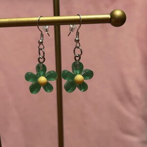 Dark Green Flower Earrings