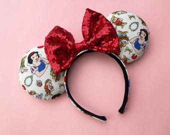 Snow White Minnie Ears: Sequin Bow Mouse Ears Headband - Etsy display picture 3