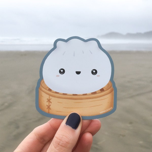 Happy Dumpling in Steamer Die-Cut Magnet | Cute Dim Sum Magnet for Locker, Fridge, Happy Mail Gift