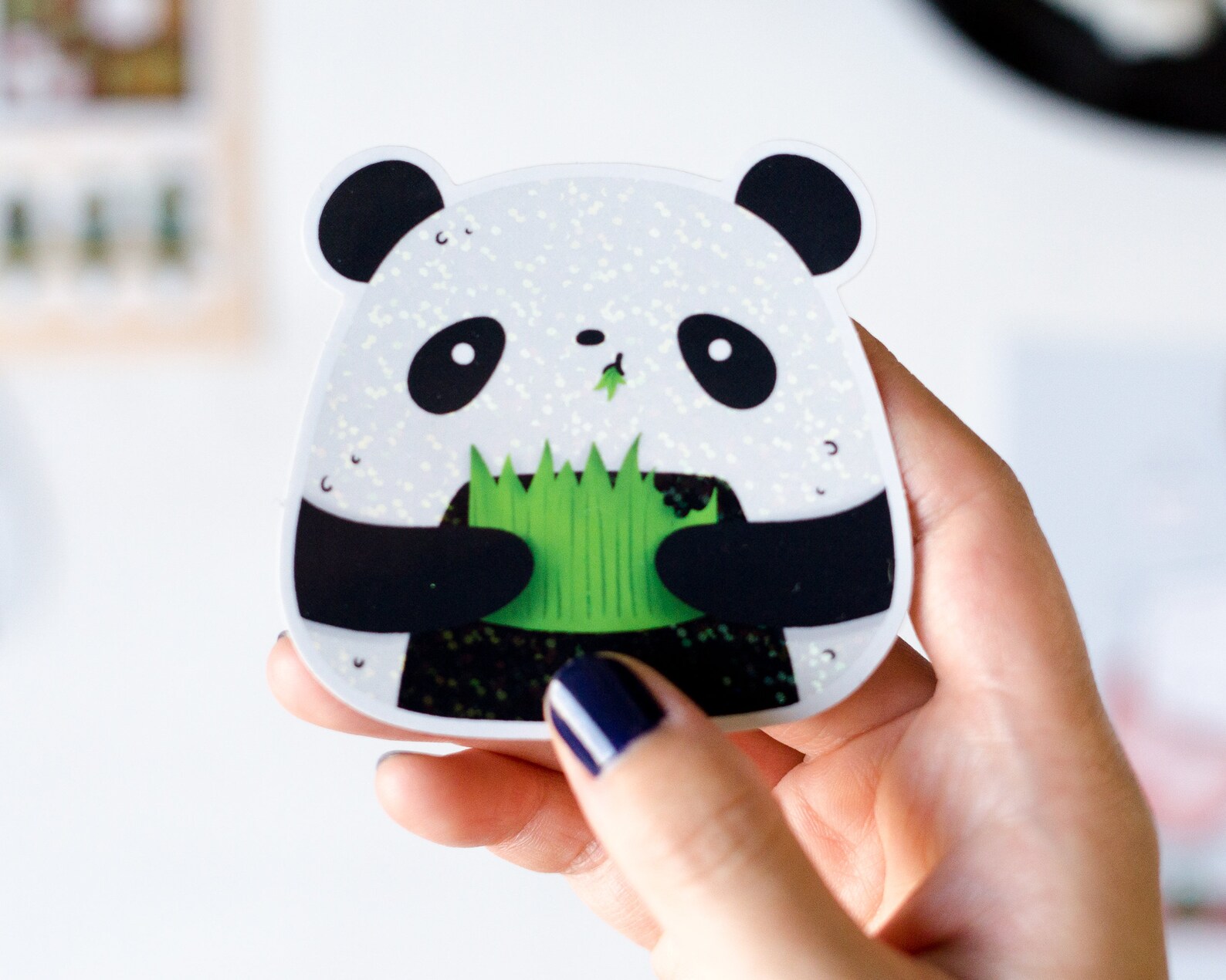 Panda Rice Ball Sticker Cute Glitter Die-Cut Sticker | Etsy