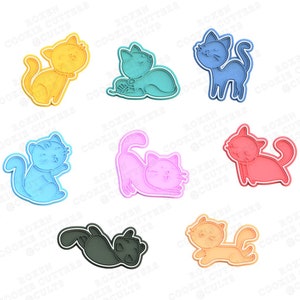 Cat cookie cutter kitten biscuit fondant baking cake embosser set