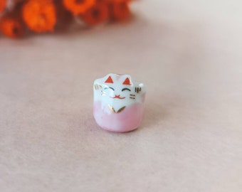 Mini lucky cat, Maneki-neko, lucky charm, gri-gri, talisman, love: pink, Christmas gift idea