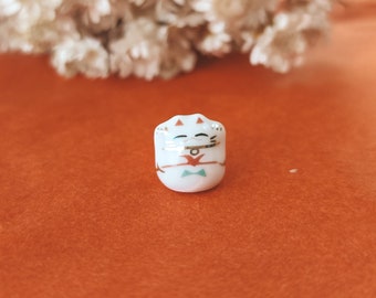 Mini lucky cat, maneki-neko, lucky charm, gri-gri, talisman, good relationship: white, christmas gift idea, chat, céramique, chance, japon