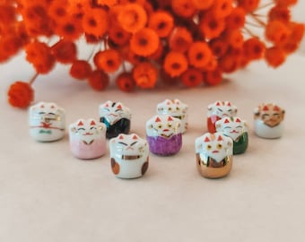 Mini lucky cat, maneki-neko, lucky charm, gri-gri, talisman, protection from evil: red, Christmas gift, birthday, Valentine's Day, cat