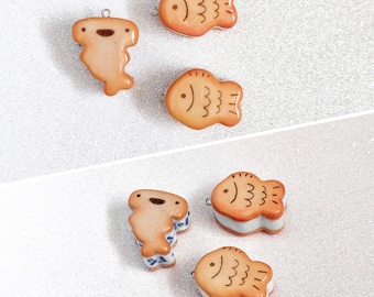 Handmade Fish Ice Cream Sandwich Polymer Clay Charm | Kawaii Pendant