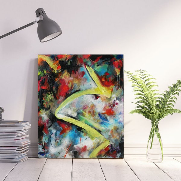 Nowoczesny obraz abstrakcyjny "Underwater Life",50x60 cm, REBEL modern exciting contemporary abstract painting, obraz akrylowy na płótnie