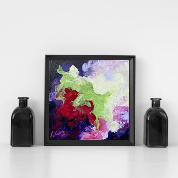 Nowoczesny obraz abstrakcyjny "Elements", 25x25 cm,  REBEL modern exciting abstract contemporary painting, obraz akrylowy na płótnie