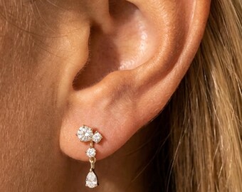 Sparkling CZ Drop Earrings – Gold or Silver Bridal Earrings – Elegant Occasion, Party, Christening, Birthday Jewellery