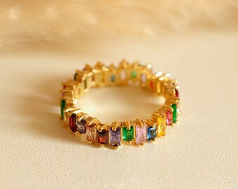 Baguette Rainbow Ring by MUCHV ∙ Colourful Stone Jewellery, Irregular Stones ∙  Creative & Bright Women's Jewellery