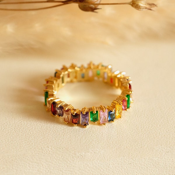 Baguette Rainbow Ring by MUCHV ∙ Colourful Stone Jewellery, Irregular Stones ∙  Creative & Bright Women's Jewellery