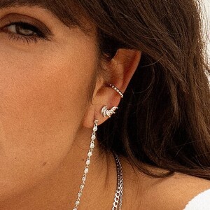 18k Gold or Silver Ear Cuffs - Valentine's Gift For Her - No Piercing - Silver Bobble Hoop Cuffs - Adjustable Hoops For Conch Piercing