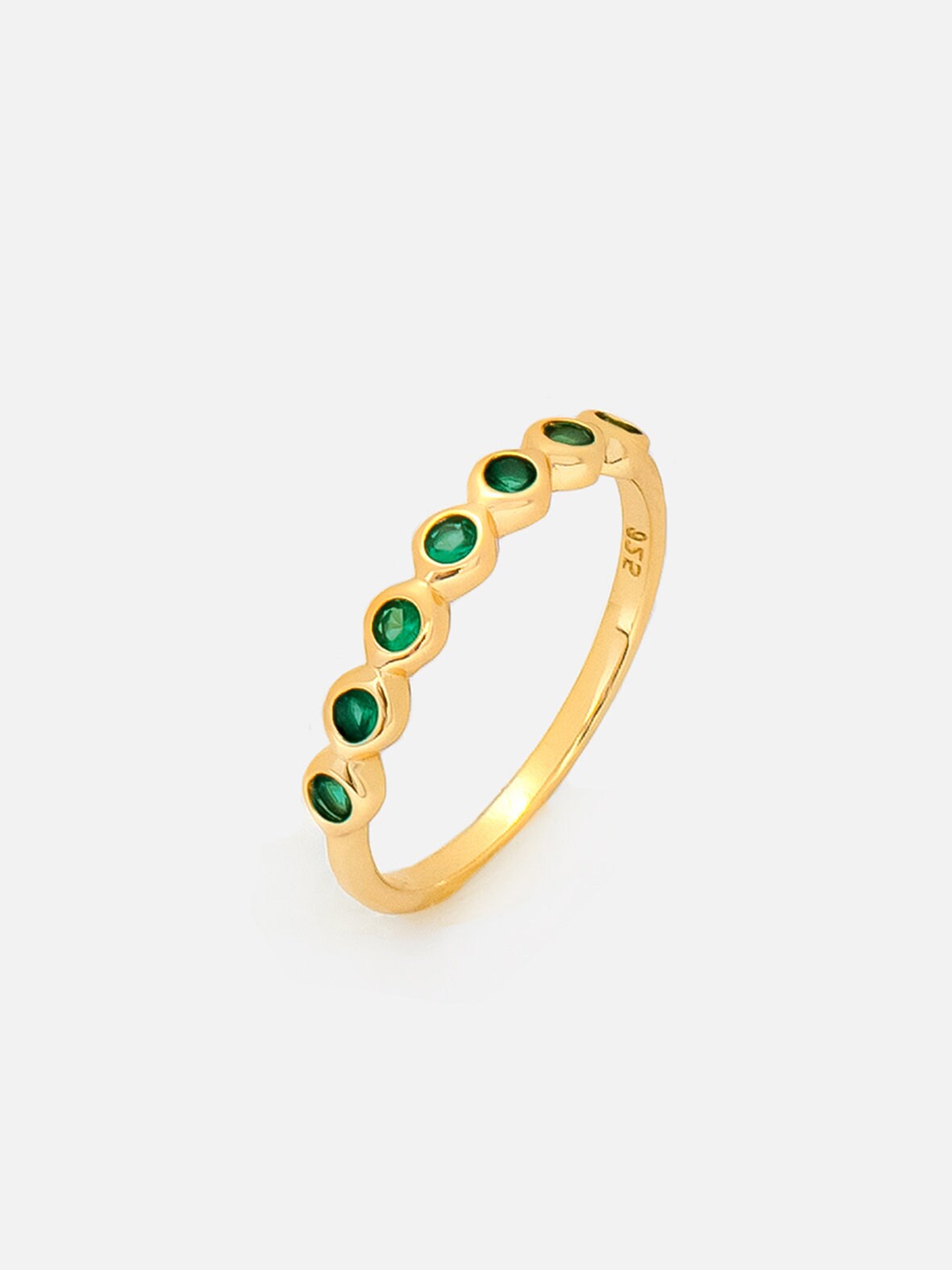 Emerald Green Ring 18ct Gold Plated Thin Dainty Ring Seven - Etsy