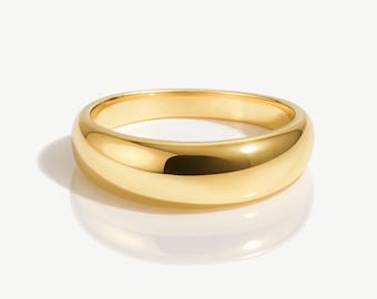 Gold Solid Dome Ring -  Gift For Her • Minimalist Ring • Modern Geometric Ring • Simple Statement Band • Women's Pinky Ring