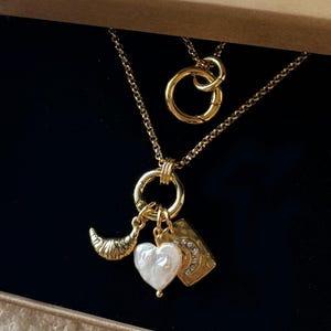 Women&#39;s Rolo Chain Necklace With Small Sailor Clasp, Charm Holder Carabiner Necklace, 18k Gold Stainless Steel Circle Pendant Necklace