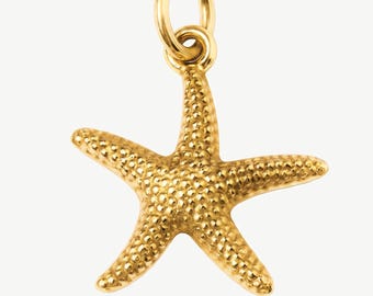 Small Starfish Charm – 18k Solid Gold Plated Coastal Pendant – Summer Vacation Travel Charm Jewellery