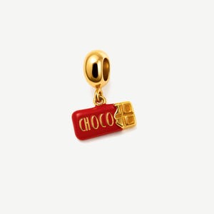 18k Gold Red Chocolate Bar Charm, Tiny Gold Food Charm, Foodie Pendant, Fun Gift for Her, Custom Charm