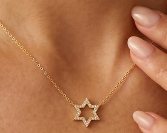 Gold or Silver Dainty Star Necklace, Celestial Jewellery, Star Of David Pendant, Everyday Accessory