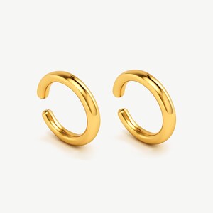 18k Gold or Silver Adjustable Ear Cuffs Pair - Fits All - Valentine's Gift For Her - Smooth Conch Cuffs, Thick Hoop Wrap Earring