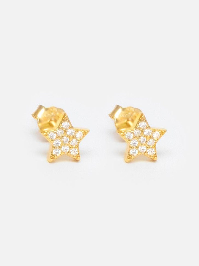 925 Silver Star with Cubic Zirconia stud earrings Cute little earrings Geometric stud earrings Cubic zirconia stud earrings