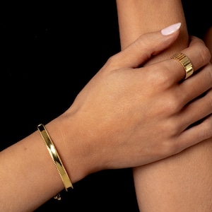 18k Gold Slider Bracelet - Bangle Cuff Sphere Adjustable Friendship Bracelet, Summer Accessories - Jewellery Gift For Girlfriend, Wife, Her