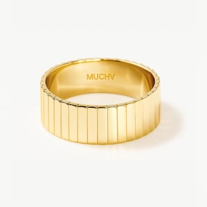 18k Gold or Silver Textured Cigar Ring  • Thick Minimalist Ring Band by MUCHV • Chunky Croissant Ring • Statement Hammered Women&#39;s Jewellery