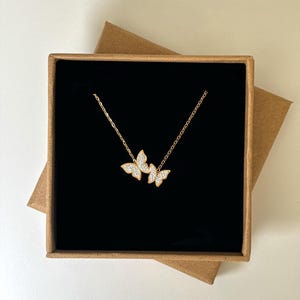18k Gold or Silver Butterfly Necklace -  Gift For Her - Waterproof - Tarnish-Resistant - Small Butterflies Pendant Y2K Butterfly Jewellery