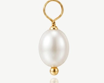 Natural Pearl Charm – 14k Solid Gold Plated - 6mm or 8mm Minimal Pearl Pendant – Coastal Charm Ocean Jewellery