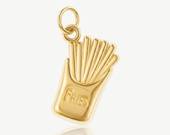 French Fries Charm – 14k Solid Gold Plated Food Pendant – Playful NYC Inspired Charm Jewellery