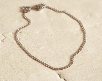 Silver Curb Chain by MUCHV • Dainty Flat Layering Chain Necklace • Minimalist Women's Jewellery