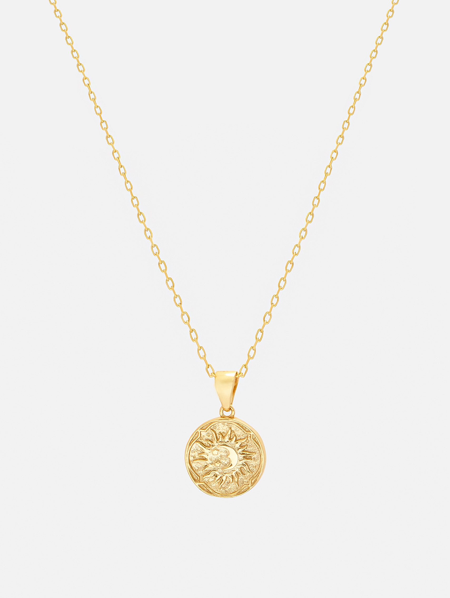Gold Sun Coin Necklace God of Sun Small Coin Pendant | Etsy