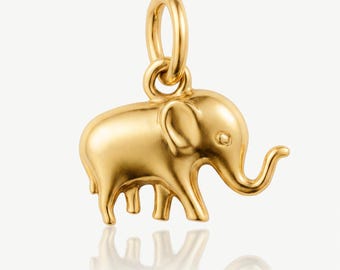 Elephant Charm – 18k Solid Gold Plated Lucky Animal Pendant – Minimal Charm Jewellery