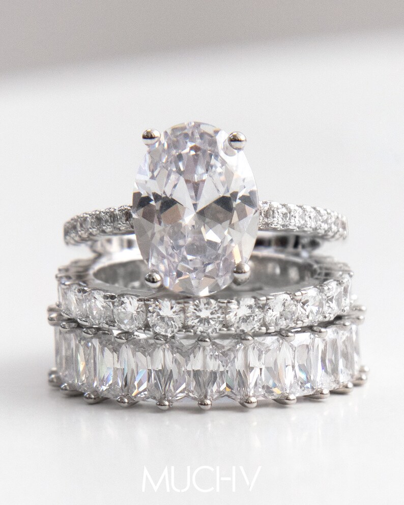 18ct White Gold Eternity Ring Emerald Cut Cubic Zirconia Etsy