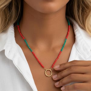 Pastelkleurige kralenbedelketting voor dames, matrozensluiting kleurrijke gelaagdheid damesketting - kralensieraden, aangepaste bedelketting