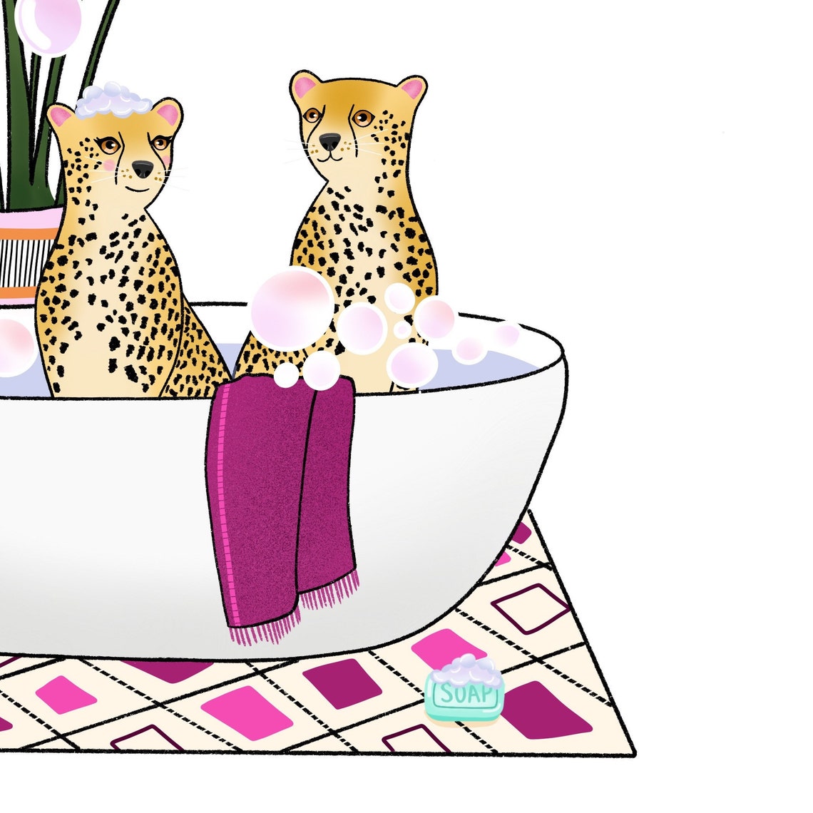 Cheetah Bath Print // Bathroom Decor Bathroom Print Cheetah Etsy