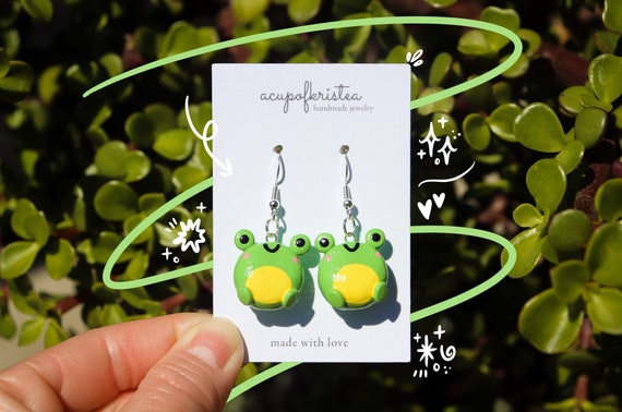 frog earrings etsy