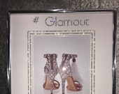 Glamour wall art with vintage diamante Swarovski elements crystals jimmy Choo shoes