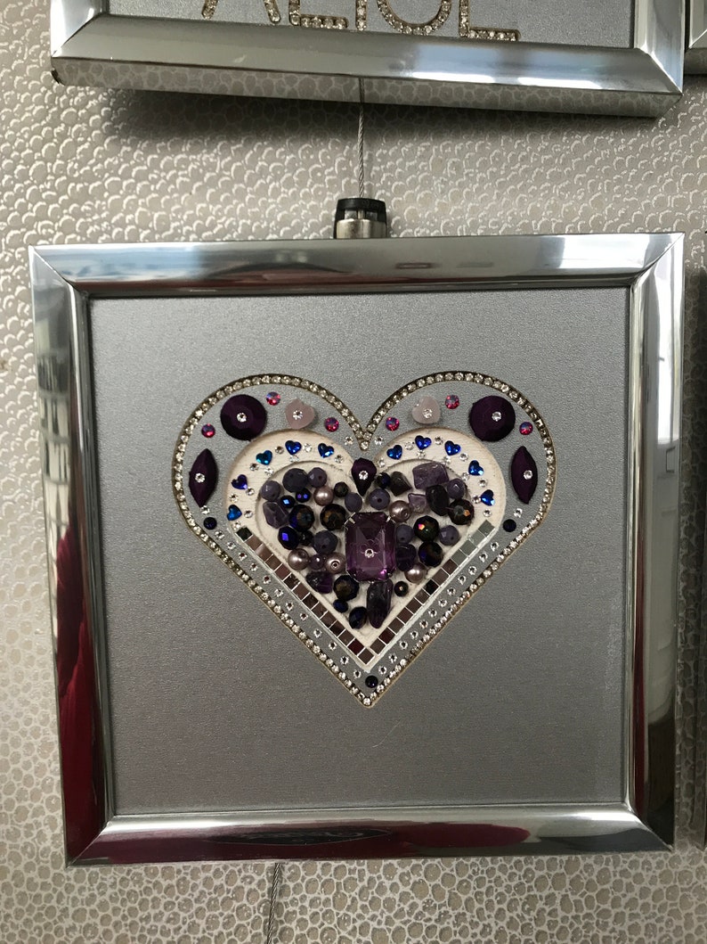 Jewelled Heart Wall Decor Swarovski Crystals Personalised Image 0