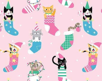 Kitty Pattern Vinyl or HTV - Pattern Heat Transfer, Printed HTV, HTV Vinyl, Adhesive Vinyl, Gifts for Girls, Christmas Cats, Craft Vinyl