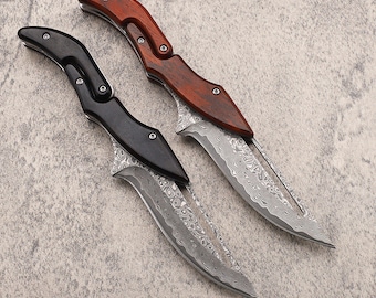 Damascus Blade Creative Design Variable Mechanic Outdoor High-Hardness Portable Folding Knife